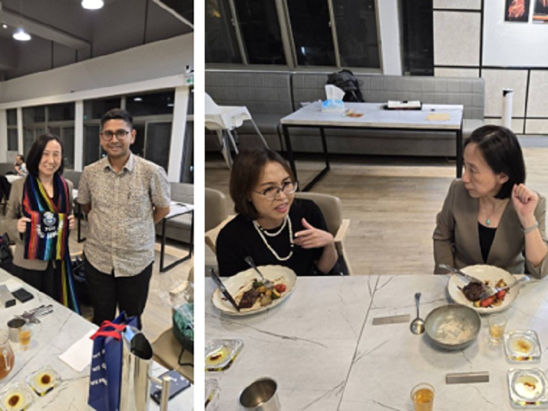 Dean of the College of Social Sciences, Yang Wan-Ying, hosted a banquet for returning alumni scholars, engaging in a warm conversation with Assistant Professor Virgemarie A. Salazar from the University of the Philippines Diliman. Dean Yang also received a commemorative gift from Assistant Professor Manoj Kumar Panigrahi of O.P. Jindal Global University in India.（Photo by IMAS）